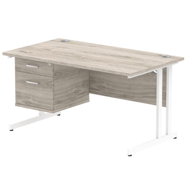 Pulse 1400mm Cantilever Straight Desk With Single Fixed Pedestal - Image 3