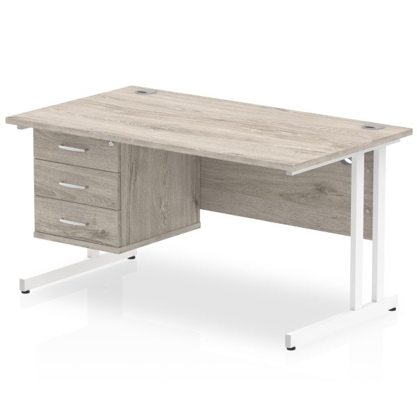 Pulse 1400mm Cantilever Straight Desk With Single Fixed Pedestal - Image 4