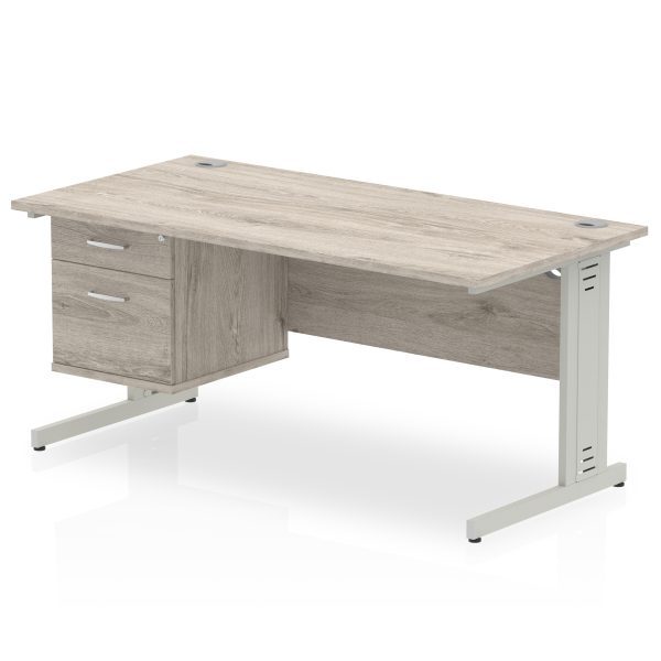 Pulse 1600mm Cable Managed Straight Desk With Single Fixed Pedestal - Image 9