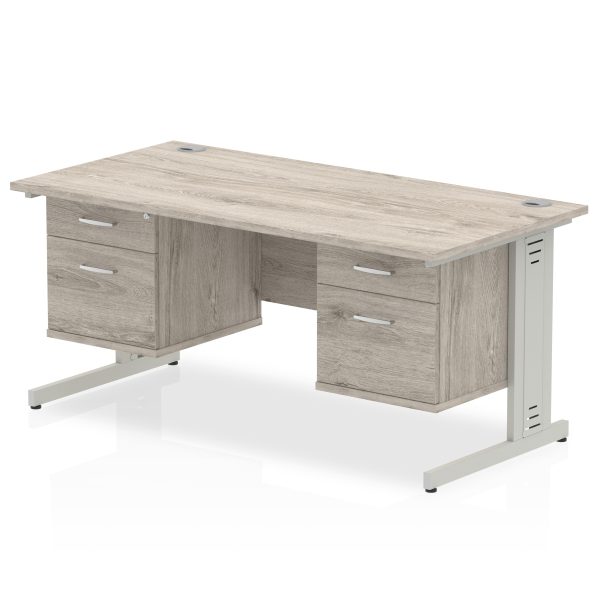 Pulse 1600mm Cable Managed Straight Desk With Two Fixed Pedestal - Image 10