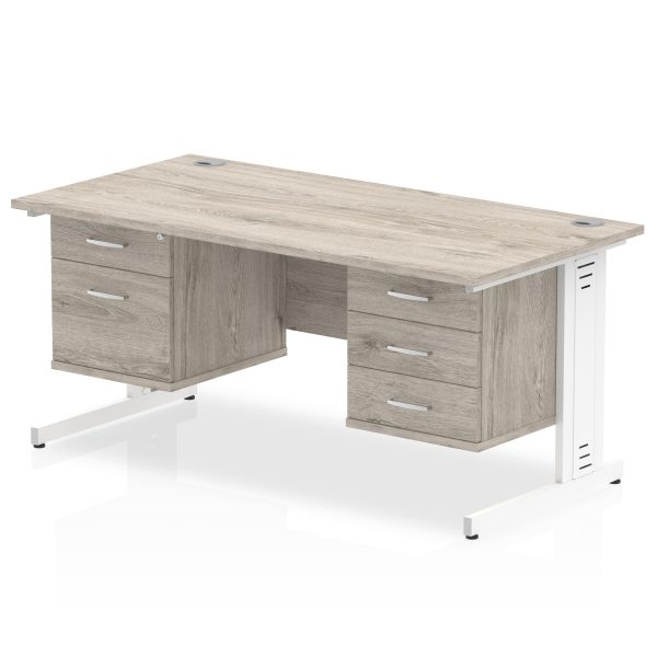 Pulse 1600mm Cable Managed Straight Desk With Two Fixed Pedestal - Image 12