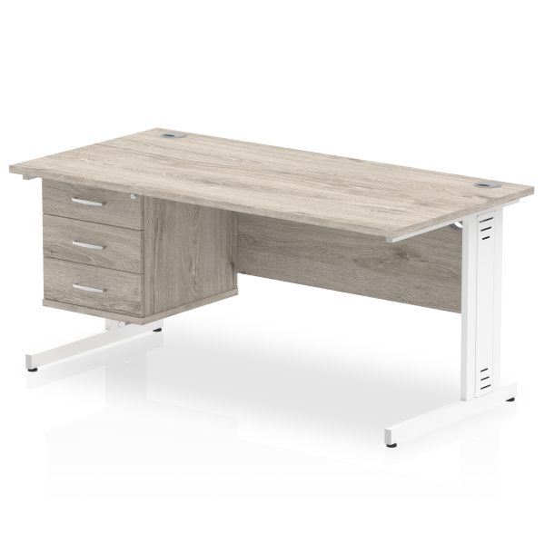 Pulse 1600mm Cable Managed Straight Desk With Single Fixed Pedestal - Image 12