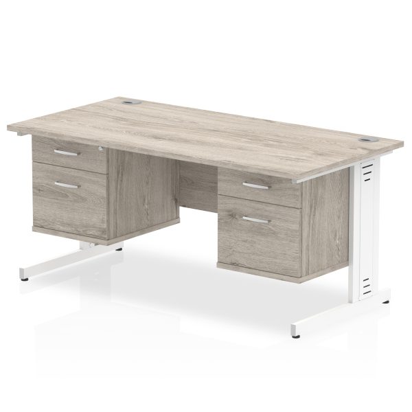 Pulse 1600mm Cable Managed Straight Desk With Two Fixed Pedestal - Image 13