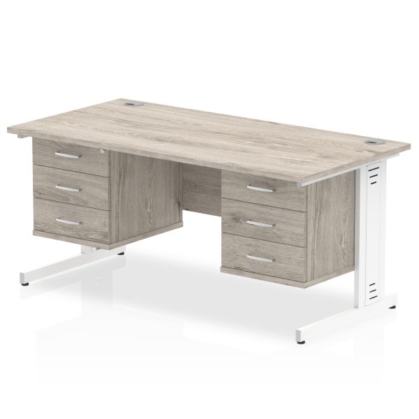 Pulse 1600mm Cable Managed Straight Desk With Two Fixed Pedestal - Image 14