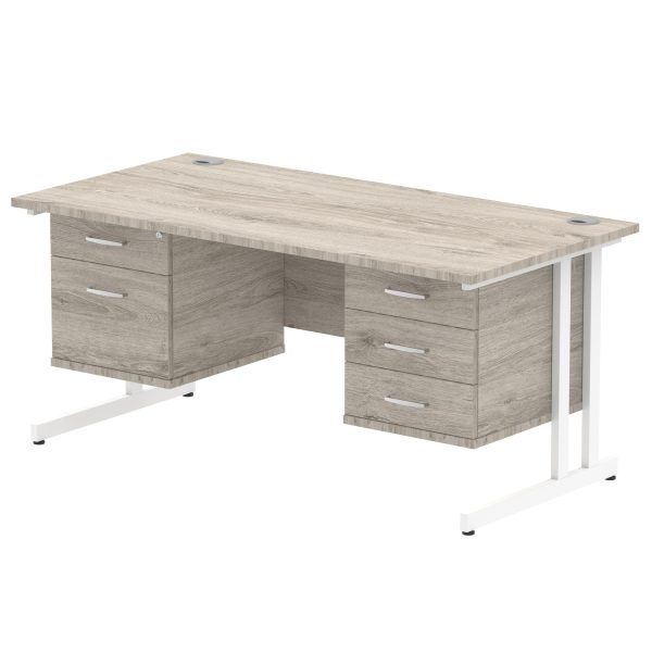 Pulse 1600mm Cantilever Straight Desk With Two Fixed Pedestal - Image 4