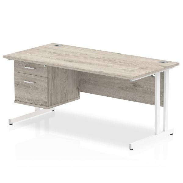 Pulse 1600mm Cantilever Straight Desk With Single Fixed Pedestal - Image 5