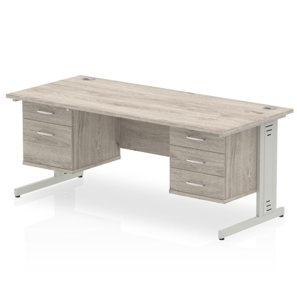 Pulse 1800mm Cable Managed Straight Desk With Two Fixed Pedestal - Image 9