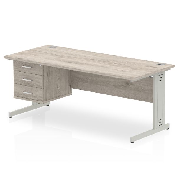 Pulse 1800mm Cable Managed Straight Desk With Single Fixed Pedestal - Image 11