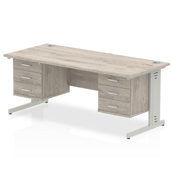 Pulse 1800mm Cable Managed Straight Desk With Two Fixed Pedestal - Image 13