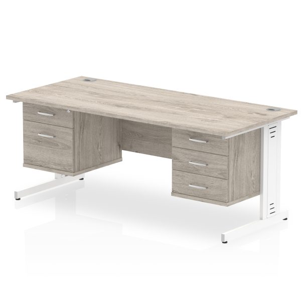 Pulse 1800mm Cable Managed Straight Desk With Two Fixed Pedestal - Image 10