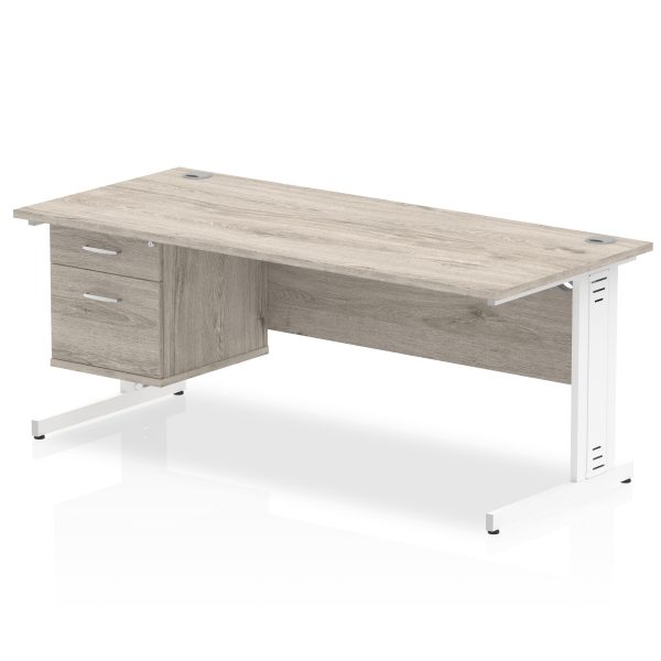 Pulse 1800mm Cable Managed Straight Desk With Single Fixed Pedestal - Image 10