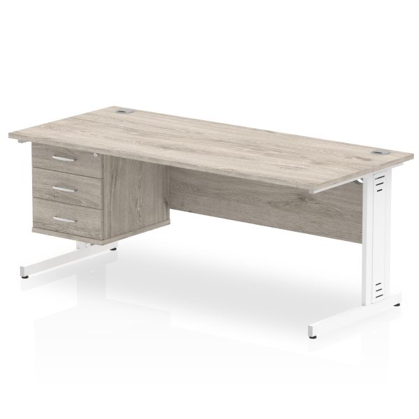 Pulse 1800mm Cable Managed Straight Desk With Single Fixed Pedestal - Image 12