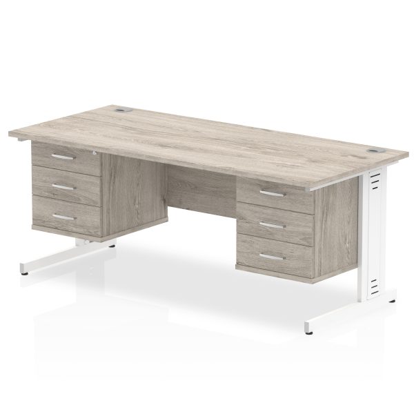 Pulse 1800mm Cable Managed Straight Desk With Two Fixed Pedestal - Image 14