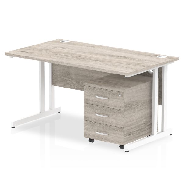 Pulse 1400mm Cantilever Straight Desk With Mobile Pedestal - Image 8