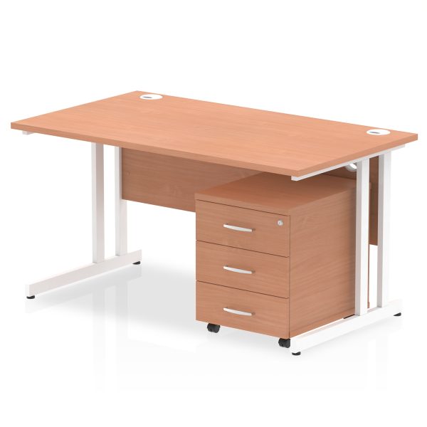 Pulse 1400mm Cantilever Straight Desk With Mobile Pedestal - Image 4