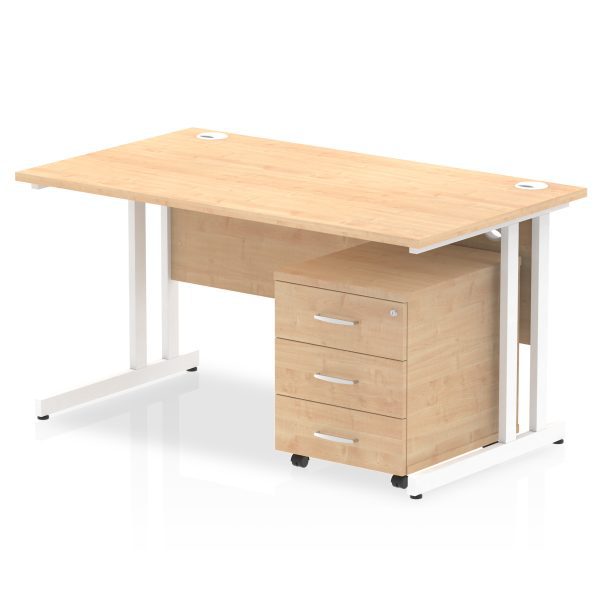 Pulse 1400mm Cantilever Straight Desk With Mobile Pedestal - Image 11