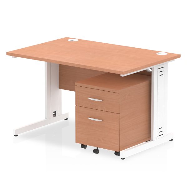 Pulse 1200mm Cable Managed Straight Desk With Mobile Pedestal - Image 3