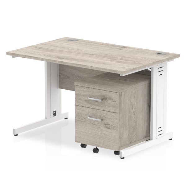 Pulse 1200mm Cable Managed Straight Desk With Mobile Pedestal - Image 7