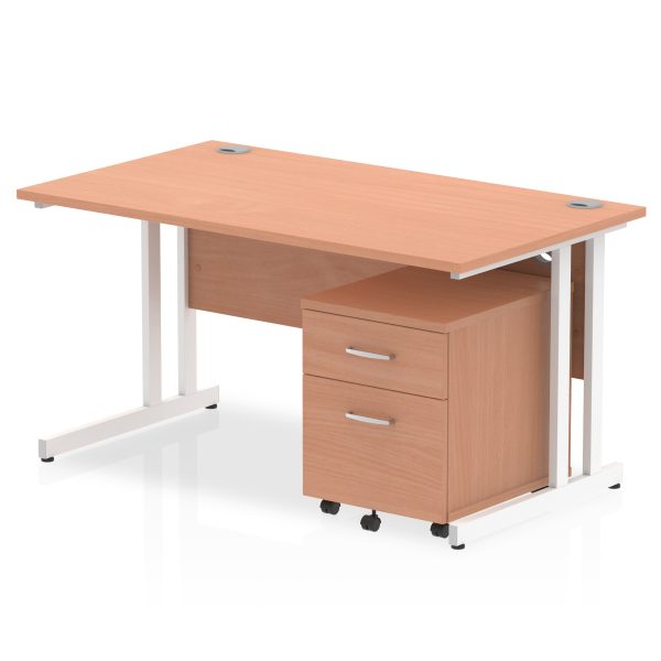 Pulse 1400mm Cantilever Straight Desk With Mobile Pedestal - Image 2
