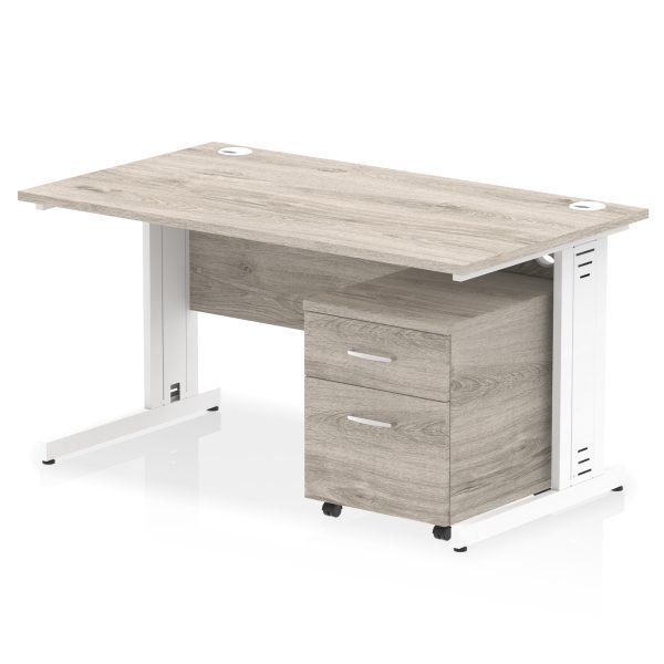 Pulse 1400mm Cable Managed Straight Desk With Mobile Pedestal - Image 7