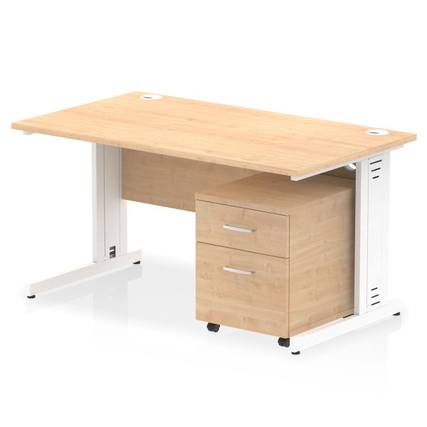 Pulse 1400mm Cable Managed Straight Desk With Mobile Pedestal - Image 11