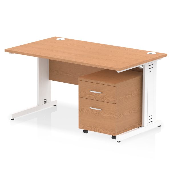Pulse 1400mm Cable Managed Straight Desk With Mobile Pedestal - Image 15