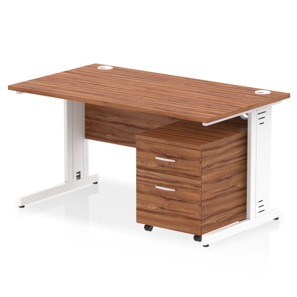Pulse 1400mm Cable Managed Straight Desk With Mobile Pedestal - Image 19