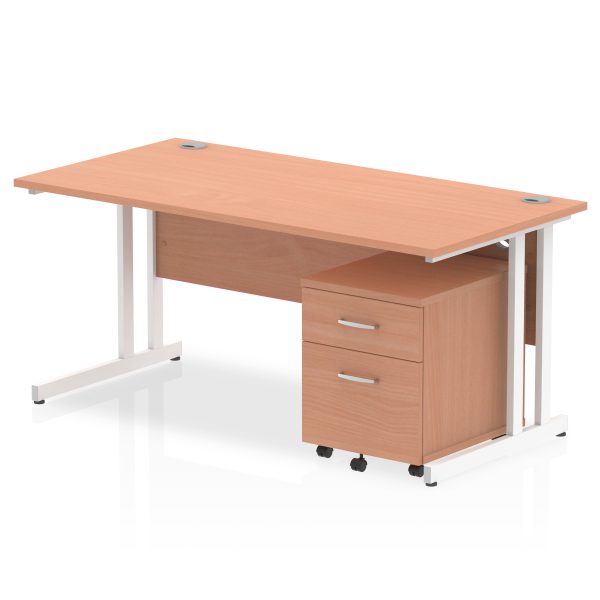 Pulse 1600mm Cantilever Straight Desk With Mobile Pedestal - Image 3