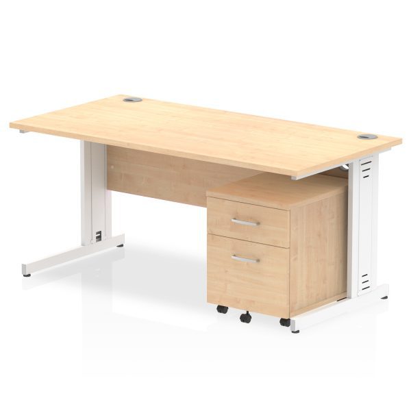 Pulse 1600mm Cable Managed Straight Desk With Mobile Pedestal - Image 11