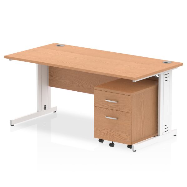 Pulse 1600mm Cable Managed Straight Desk With Mobile Pedestal - Image 15