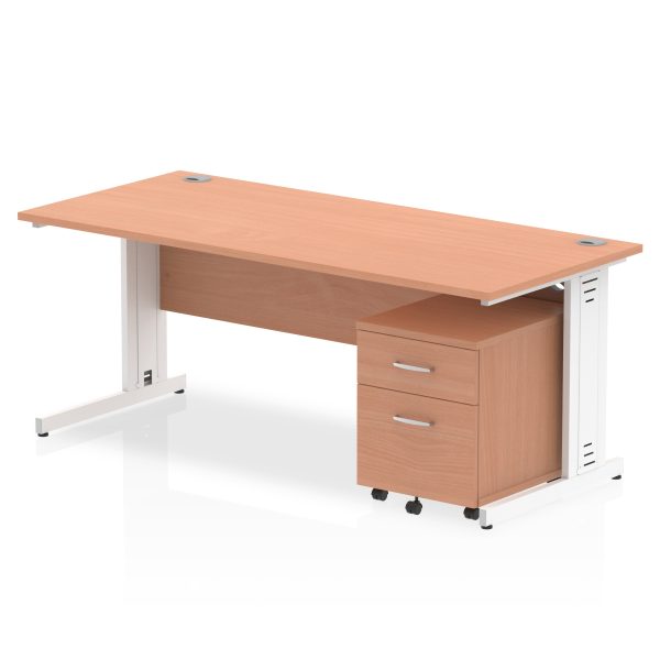 Pulse 1800mm Cable Managed Straight Desk With Mobile Pedestal - Image 3