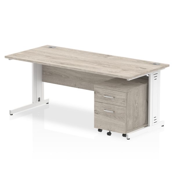 Pulse 1800mm Cable Managed Straight Desk With Mobile Pedestal - Image 7