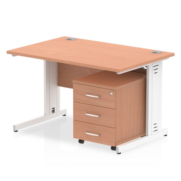 Pulse 1200mm Cable Managed Straight Desk With Mobile Pedestal - Image 4