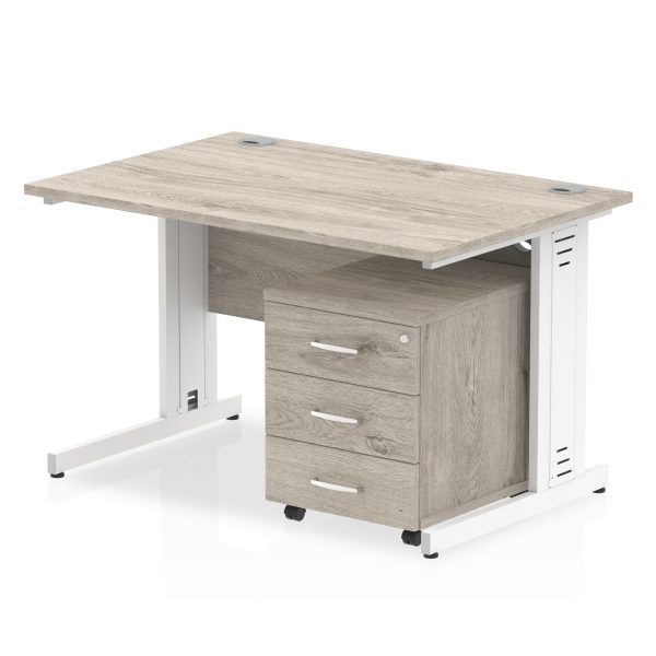 Pulse 1200mm Cable Managed Straight Desk With Mobile Pedestal - Image 8