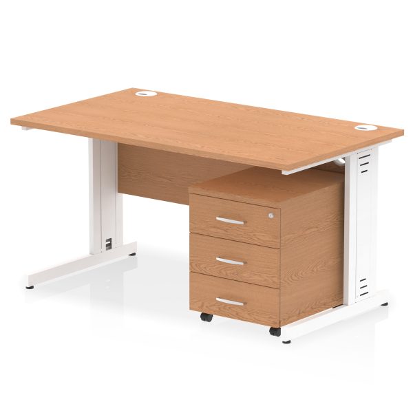 Pulse 1400mm Cable Managed Straight Desk With Mobile Pedestal - Image 16