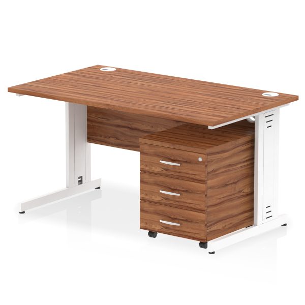 Pulse 1400mm Cable Managed Straight Desk With Mobile Pedestal - Image 20