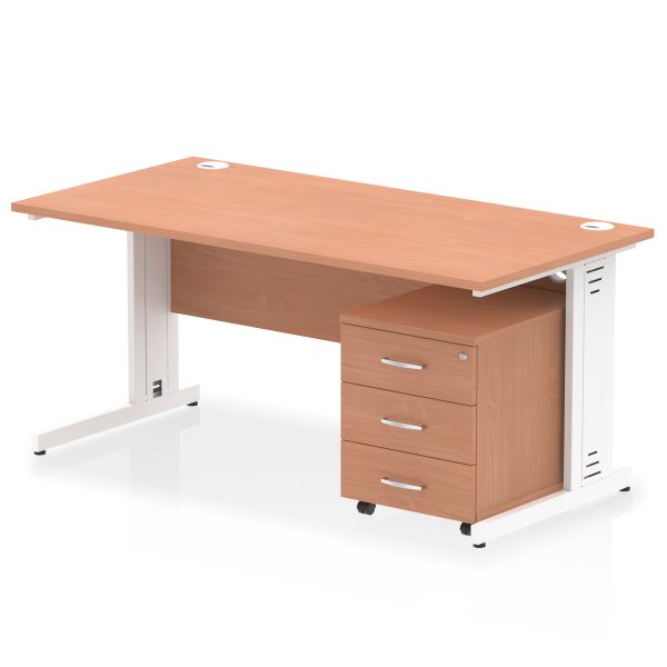 Pulse 1600mm Cable Managed Straight Desk With Mobile Pedestal - Image 4