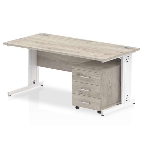 Pulse 1600mm Cable Managed Straight Desk With Mobile Pedestal - Image 8