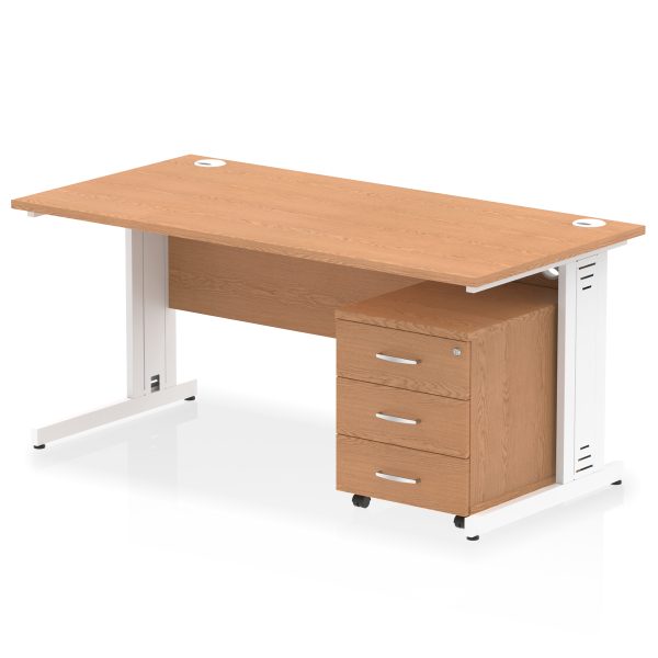 Pulse 1600mm Cable Managed Straight Desk With Mobile Pedestal - Image 16