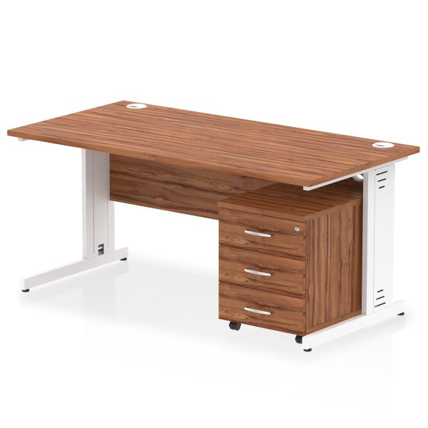 Pulse 1600mm Cable Managed Straight Desk With Mobile Pedestal - Image 20