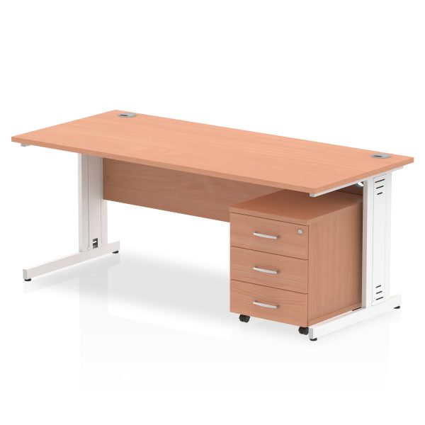 Pulse 1800mm Cable Managed Straight Desk With Mobile Pedestal - Image 4