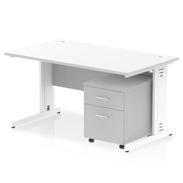 Pulse 1400mm Cable Managed Straight Desk With Mobile Pedestal - Image 23