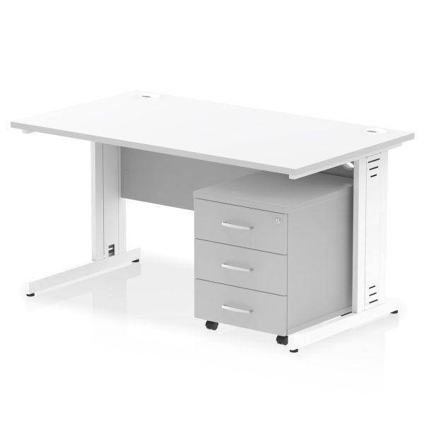 Pulse 1400mm Cable Managed Straight Desk With Mobile Pedestal - Image 24