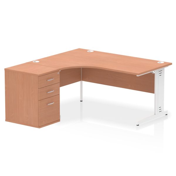 Pulse 1600mm Cable Managed Left Crescent Desk Workstation - Image 3