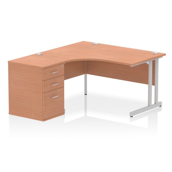 Pulse 1400mm Cantilever Left Crescent Desk Workstation