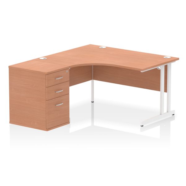 Pulse 1400mm Cantilever Left Crescent Desk Workstation - Image 2