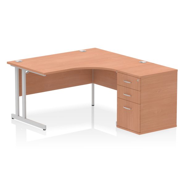 Pulse 1400mm Cantilever Right Crescent Desk Workstation
