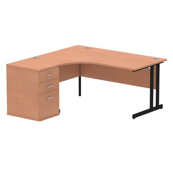 Pulse 1600mm Cantilever Left Crescent Desk Workstation