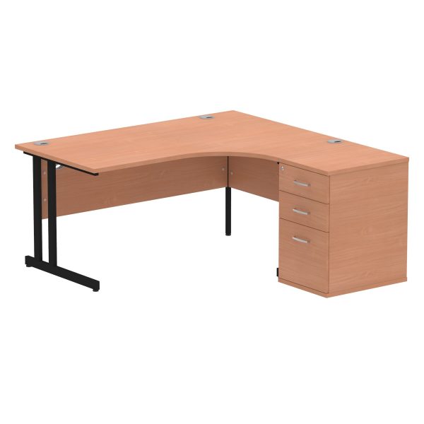 Pulse 1600mm Cantilever Right Crescent Desk Workstation