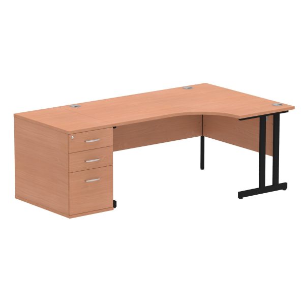 Pulse 1600mm Cantilever Right Crescent Desk Workstation - Image 4